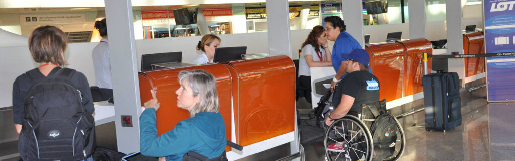 Wheelchair users at the airline ticket counter