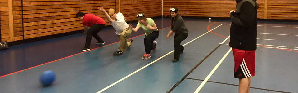 Throwing drill of goalball players