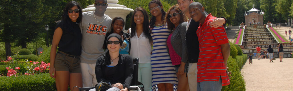 On an excursion in Spain - a group of American students from diverse racial/ethnic and disability backgrounds