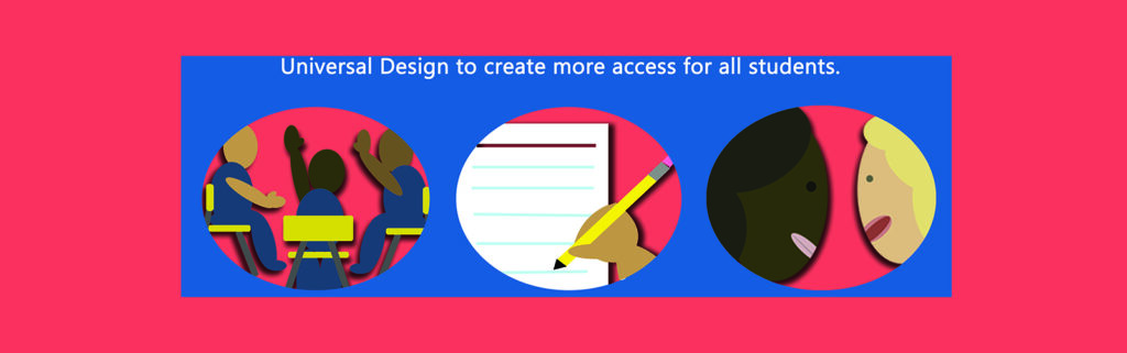 infographic of 3 circular images: 1) 3 students sitting at their desks arranged in a circle, 2) hand writing on a piece of paper with pencil, 3) 2 people speaking face to face.