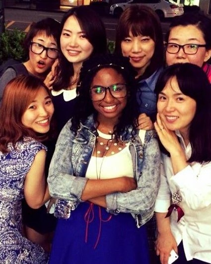 Michelle with friends in Korea