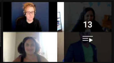 A group of speakers gather on Zoom